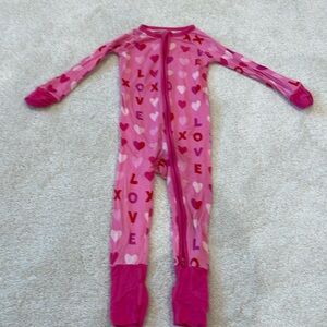 little sleepies zippy pajamas pink LOVE/hearts, 12-18months